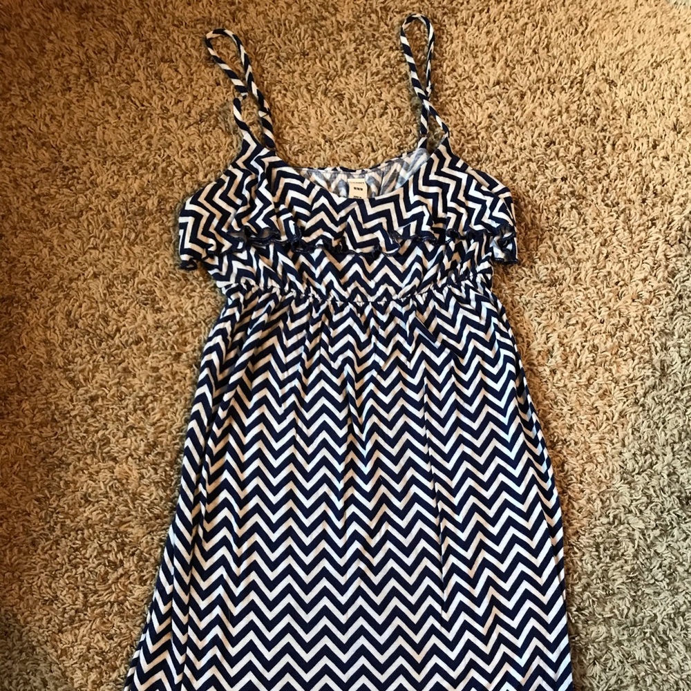 Chevron navy and white dress